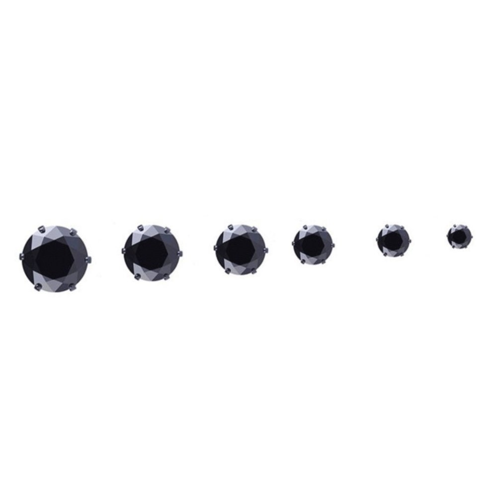 NWOT White Gold Black CZ Round Cut Stud Earrings - Picture 7 of 7